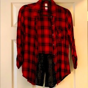 Red and black checkered fannel